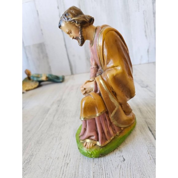 Chalkware Joseph Shepherd nativity village large Xmas decor - Picture 2 of 9